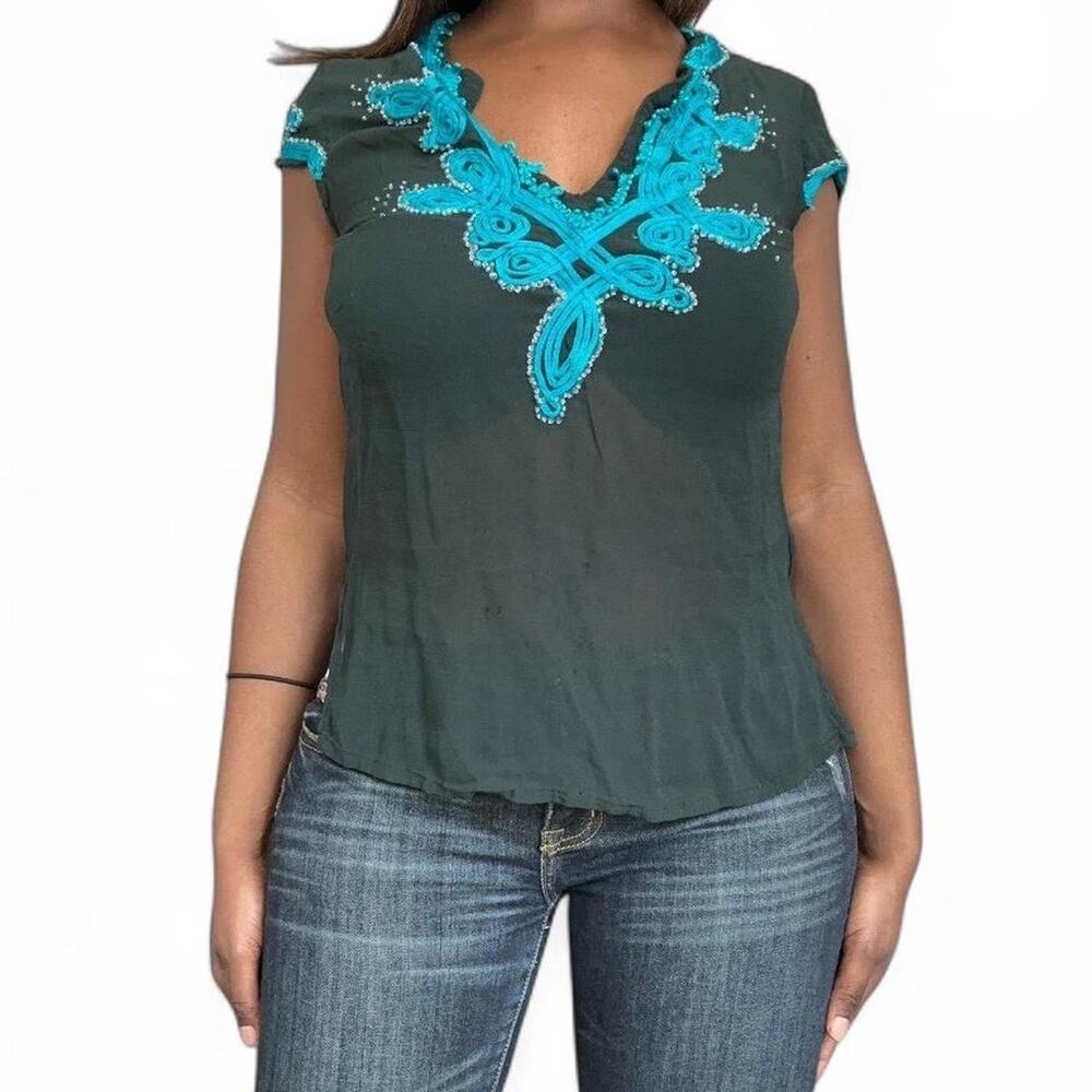 Topshop Blue & Green Sequins Top, 8
